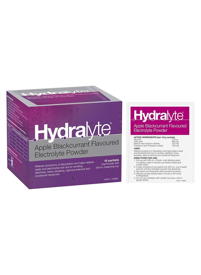 Hydralyte, Electrolyte Powder Apple Blackcurrant Rehydration Solution 10S - Image 4